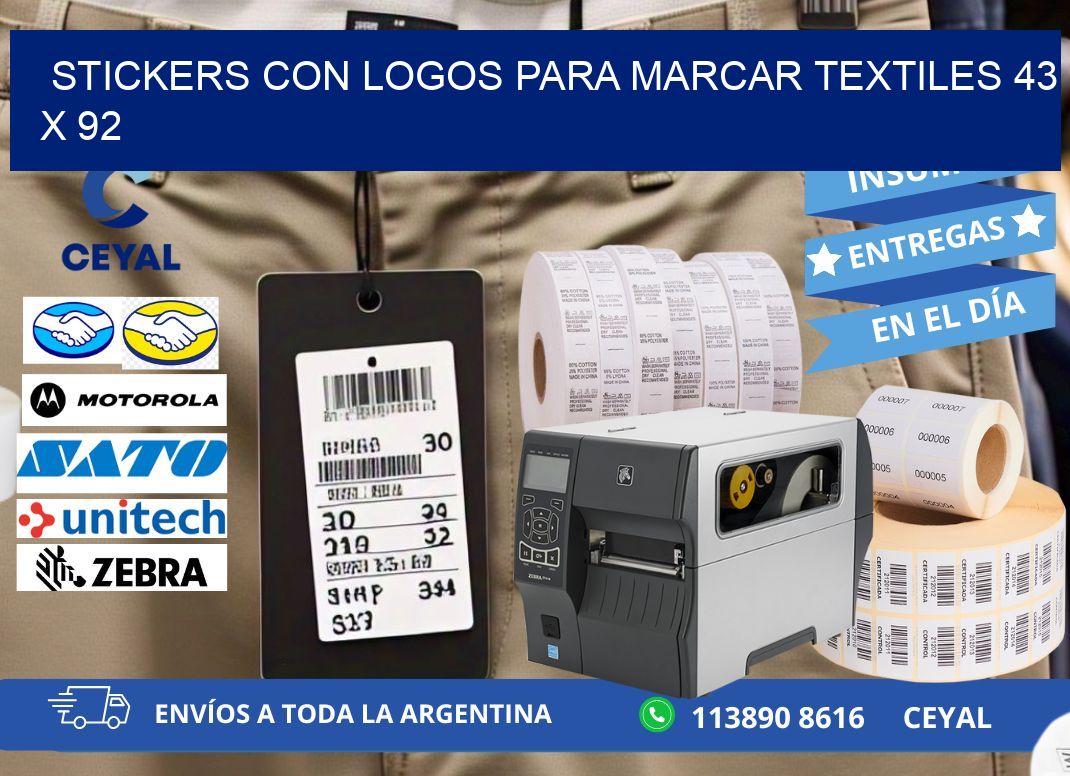 STICKERS CON LOGOS PARA MARCAR TEXTILES 43 x 92