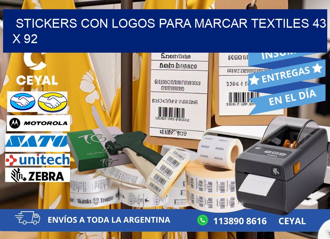 STICKERS CON LOGOS PARA MARCAR TEXTILES 43 x 92