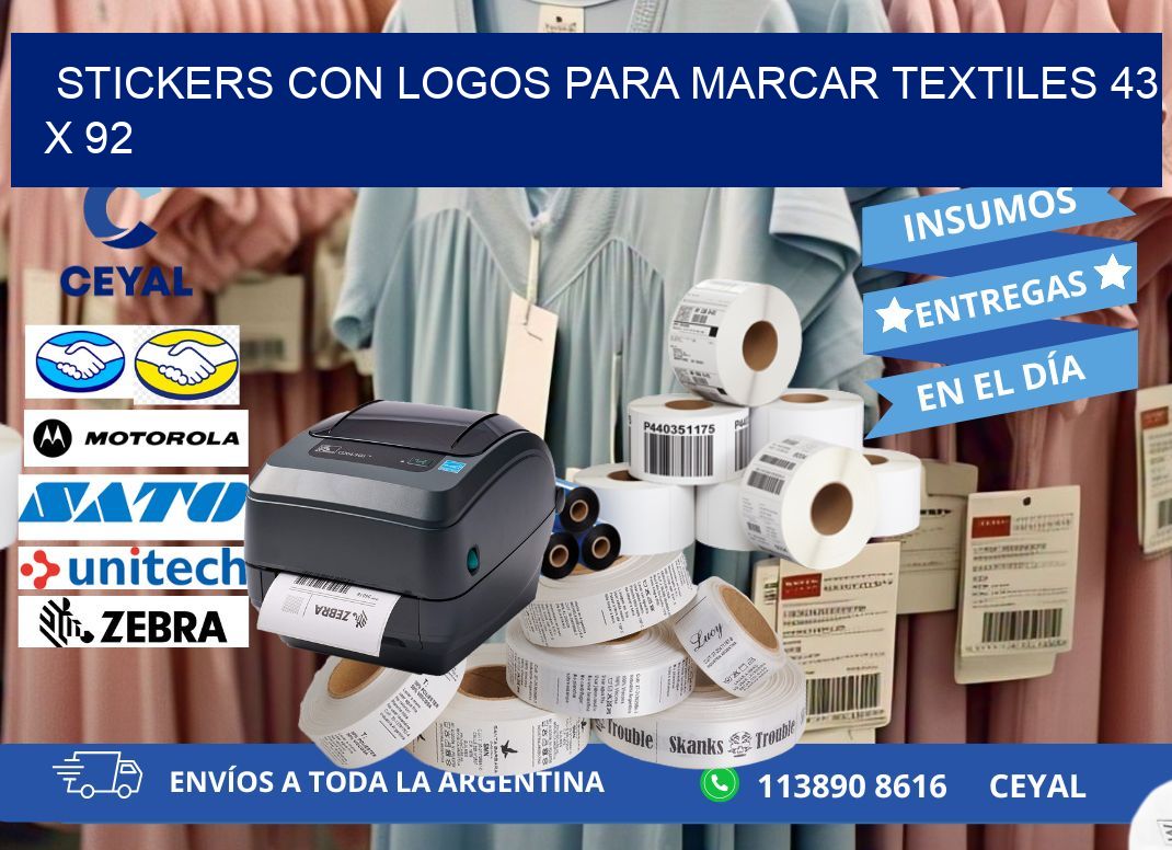 STICKERS CON LOGOS PARA MARCAR TEXTILES 43 x 92