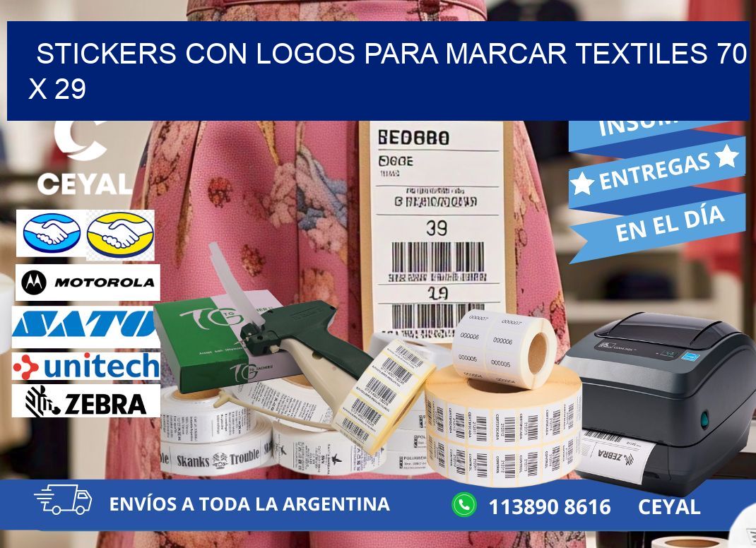 STICKERS CON LOGOS PARA MARCAR TEXTILES 70 x 29