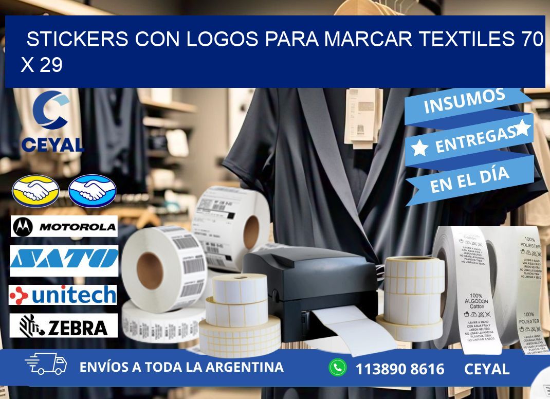 STICKERS CON LOGOS PARA MARCAR TEXTILES 70 x 29