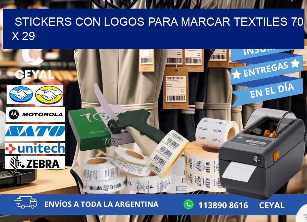 STICKERS CON LOGOS PARA MARCAR TEXTILES 70 x 29