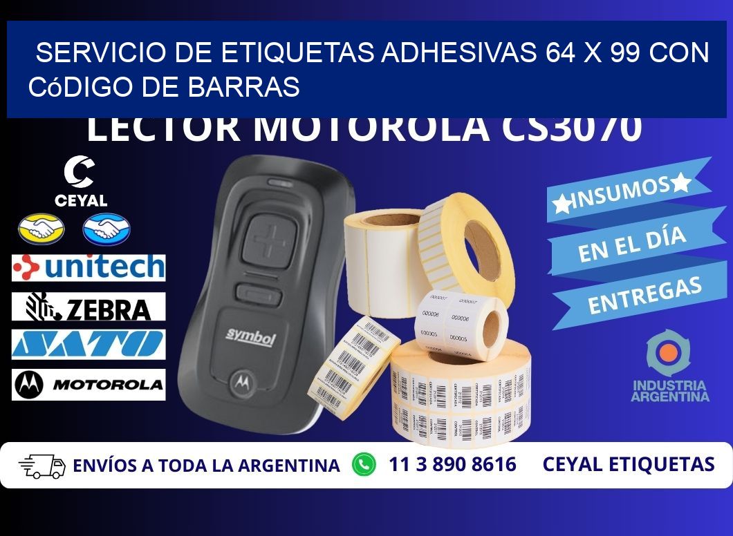 Servicio de Etiquetas Adhesivas 64 x 99 con Código de Barras