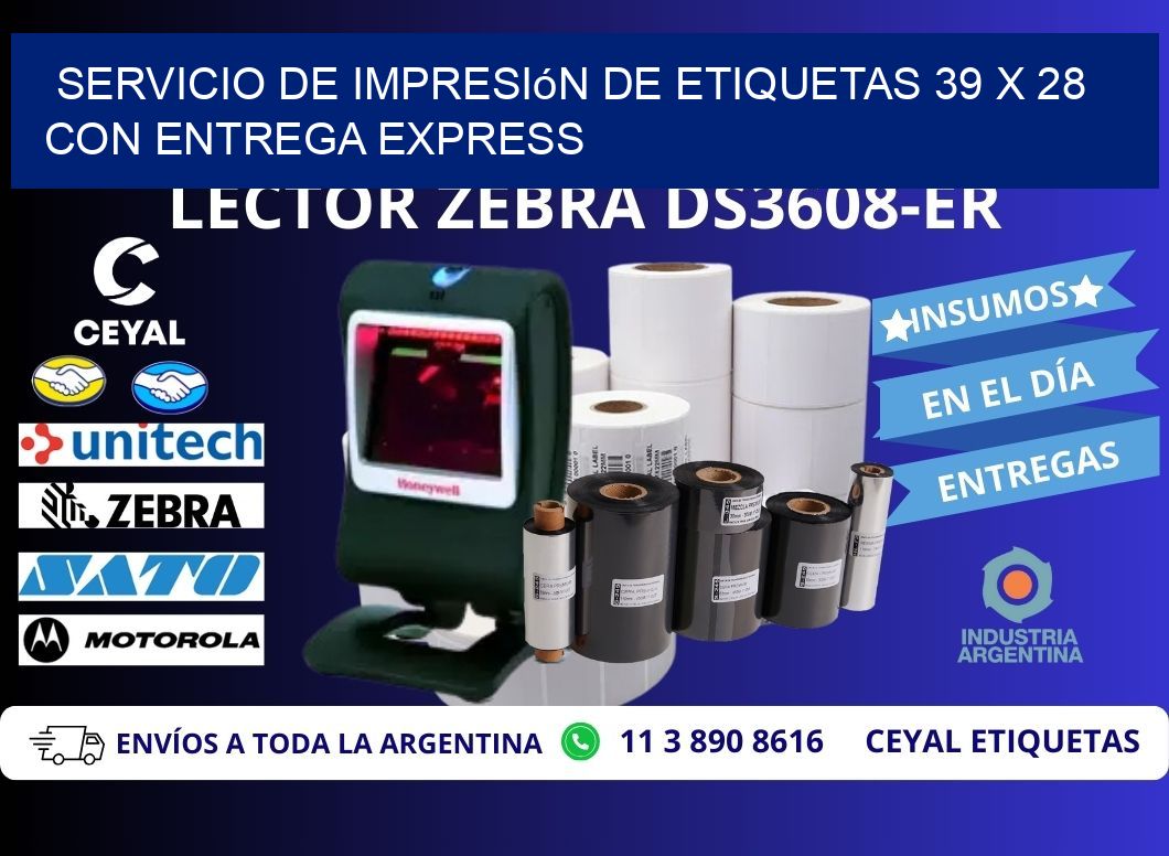 Servicio de Impresión de Etiquetas 39 x 28 con Entrega Express