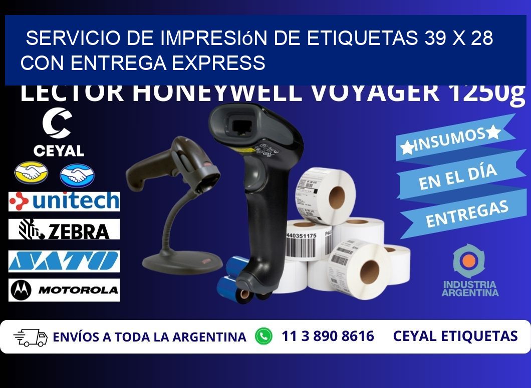 Servicio de Impresión de Etiquetas 39 x 28 con Entrega Express