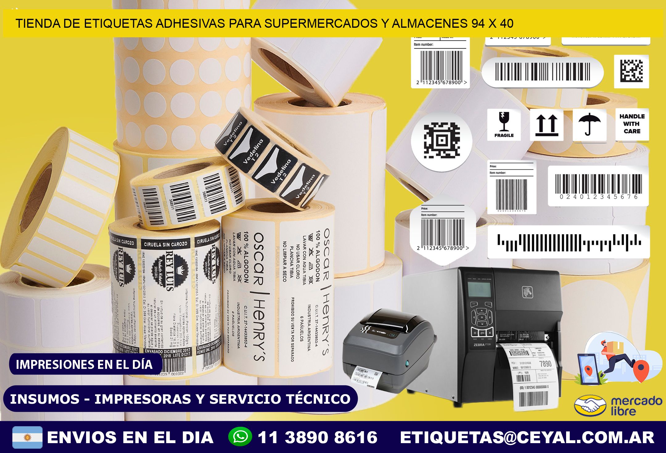 Tienda de Etiquetas Adhesivas para Supermercados y Almacenes 94 x 40