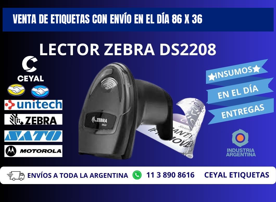 VENTA DE ETIQUETAS CON ENVÍO EN EL DÍA 86 x 36