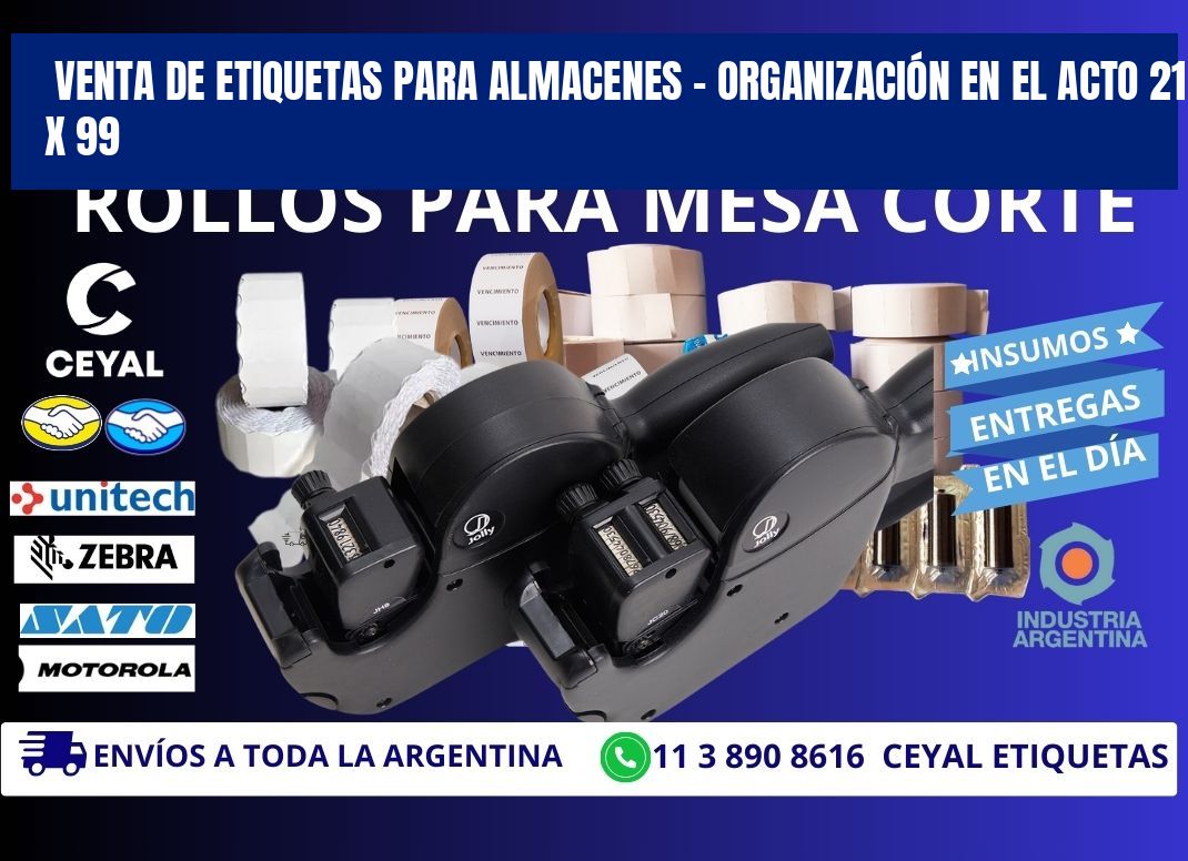 VENTA DE ETIQUETAS PARA ALMACENES – ORGANIZACIÓN EN EL ACTO 21 x 99