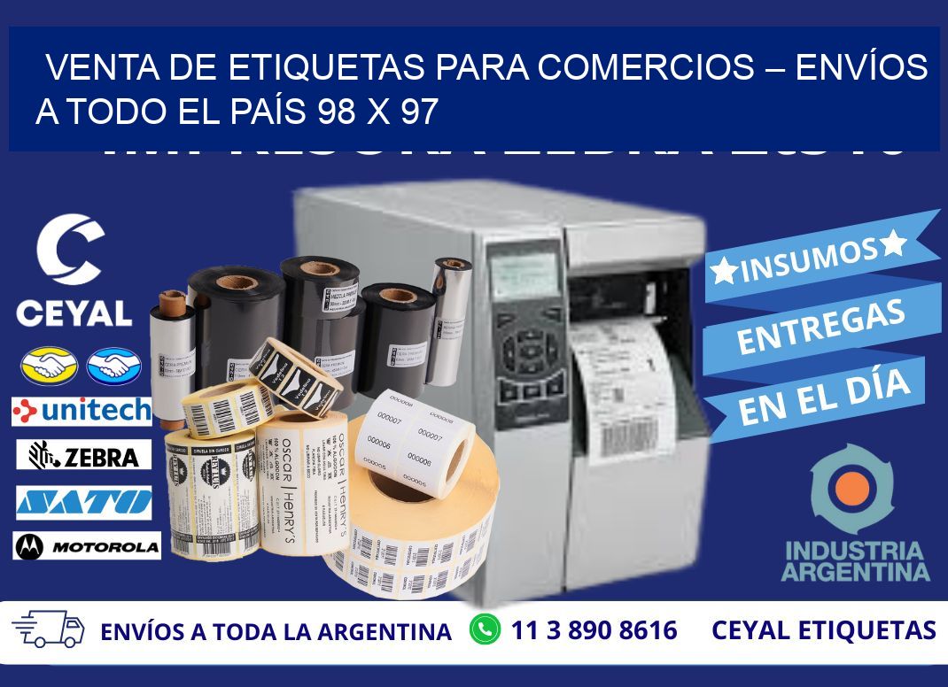 VENTA DE ETIQUETAS PARA COMERCIOS – ENVÍOS A TODO EL PAÍS 98 x 97