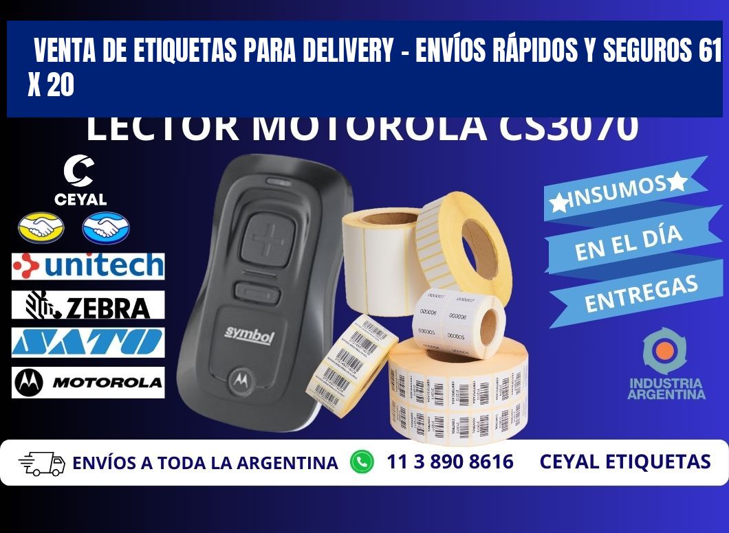 VENTA DE ETIQUETAS PARA DELIVERY – ENVÍOS RÁPIDOS Y SEGUROS 61 x 20