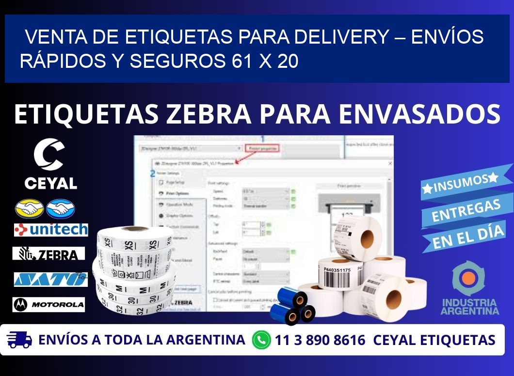 VENTA DE ETIQUETAS PARA DELIVERY – ENVÍOS RÁPIDOS Y SEGUROS 61 x 20