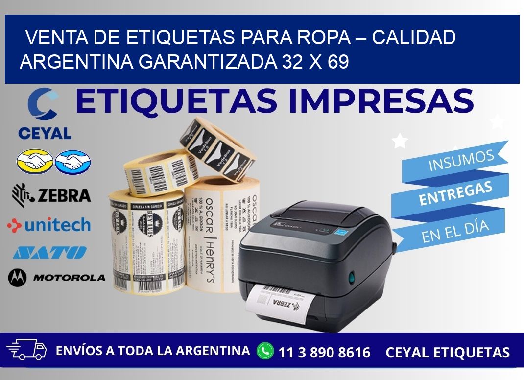 VENTA DE ETIQUETAS PARA ROPA – CALIDAD ARGENTINA GARANTIZADA 32 x 69