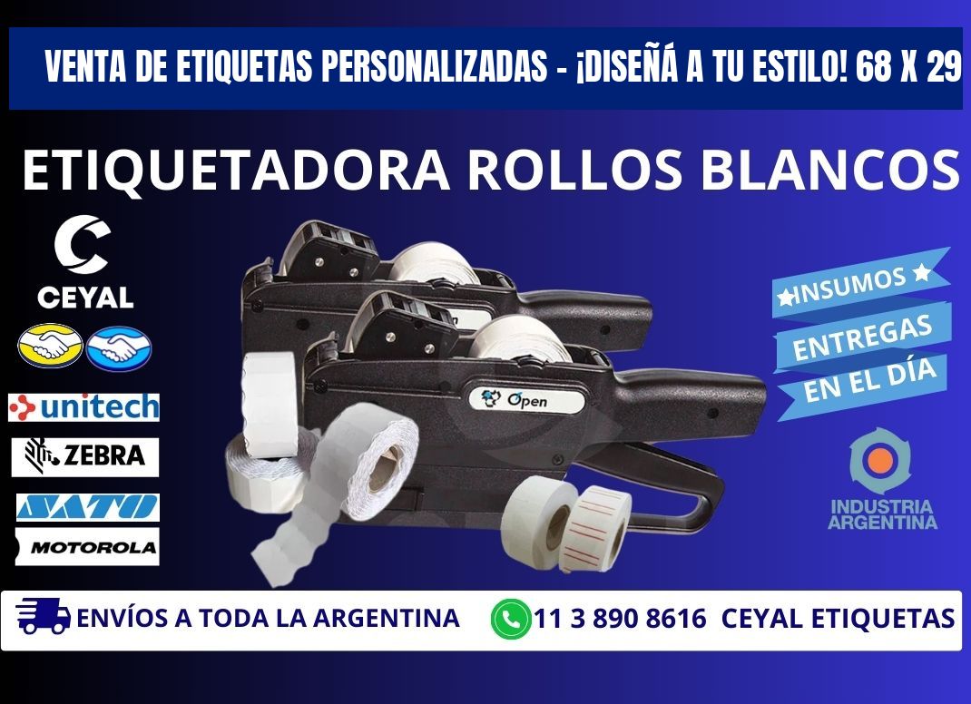 VENTA DE ETIQUETAS PERSONALIZADAS – ¡DISEÑÁ A TU ESTILO! 68 x 29