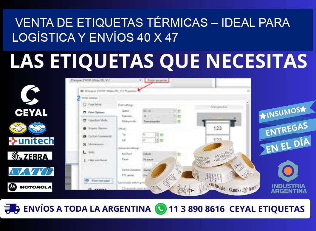 VENTA DE ETIQUETAS TÉRMICAS – IDEAL PARA LOGÍSTICA Y ENVÍOS 40 x 47