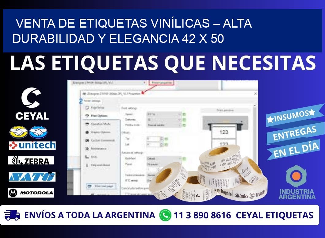 VENTA DE ETIQUETAS VINÍLICAS – ALTA DURABILIDAD Y ELEGANCIA 42 x 50