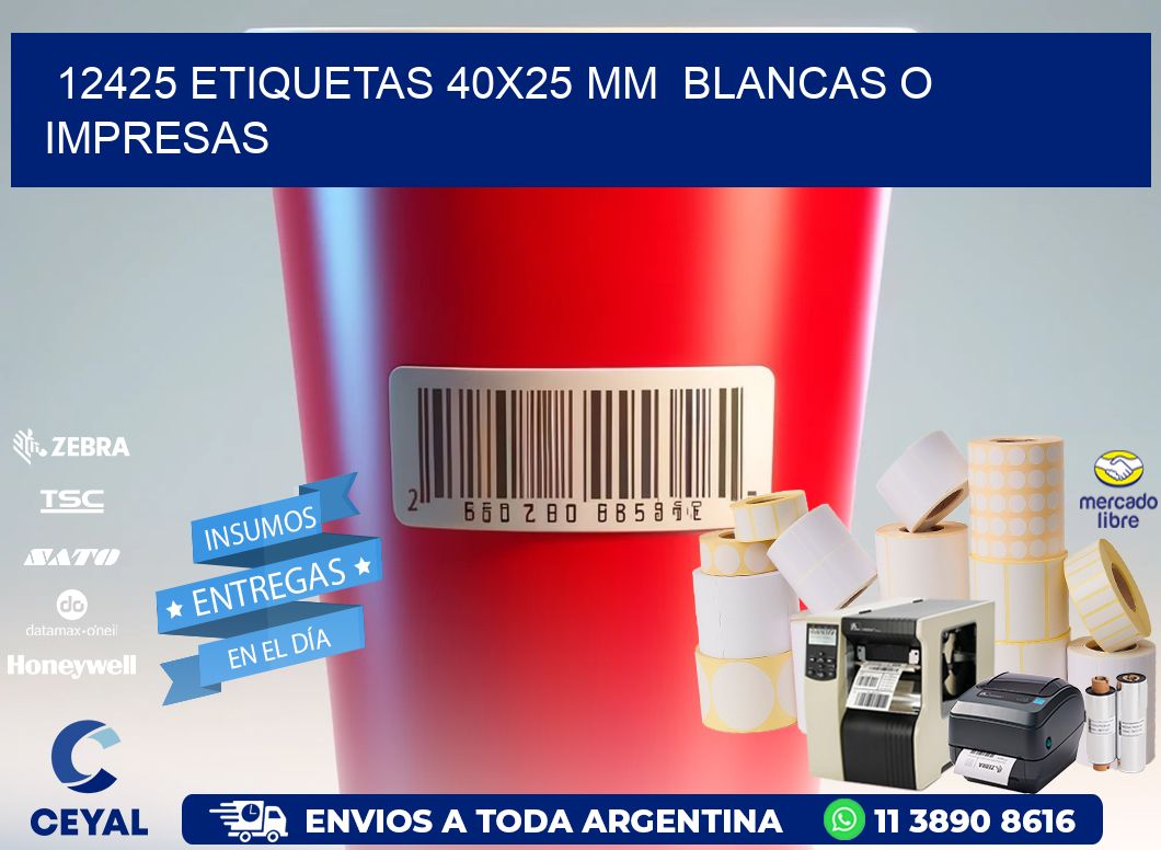 12425 ETIQUETAS 40x25 mm  BLANCAS O IMPRESAS