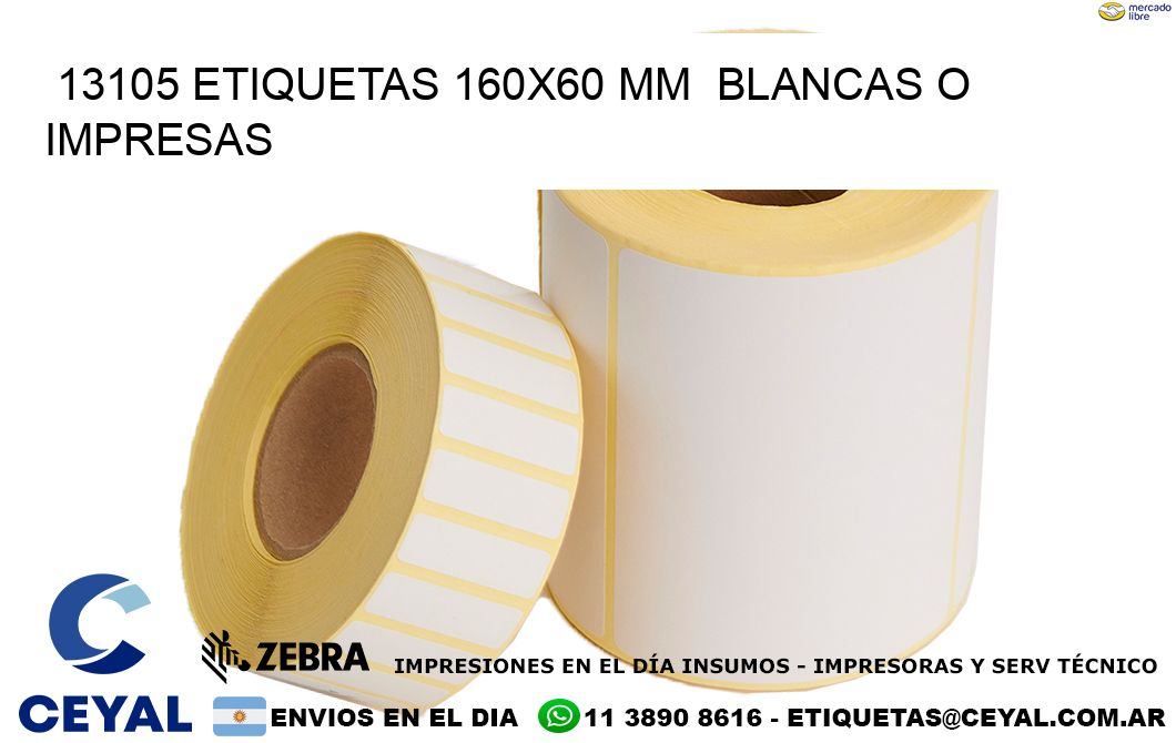 13105 ETIQUETAS 160x60 mm  BLANCAS O IMPRESAS