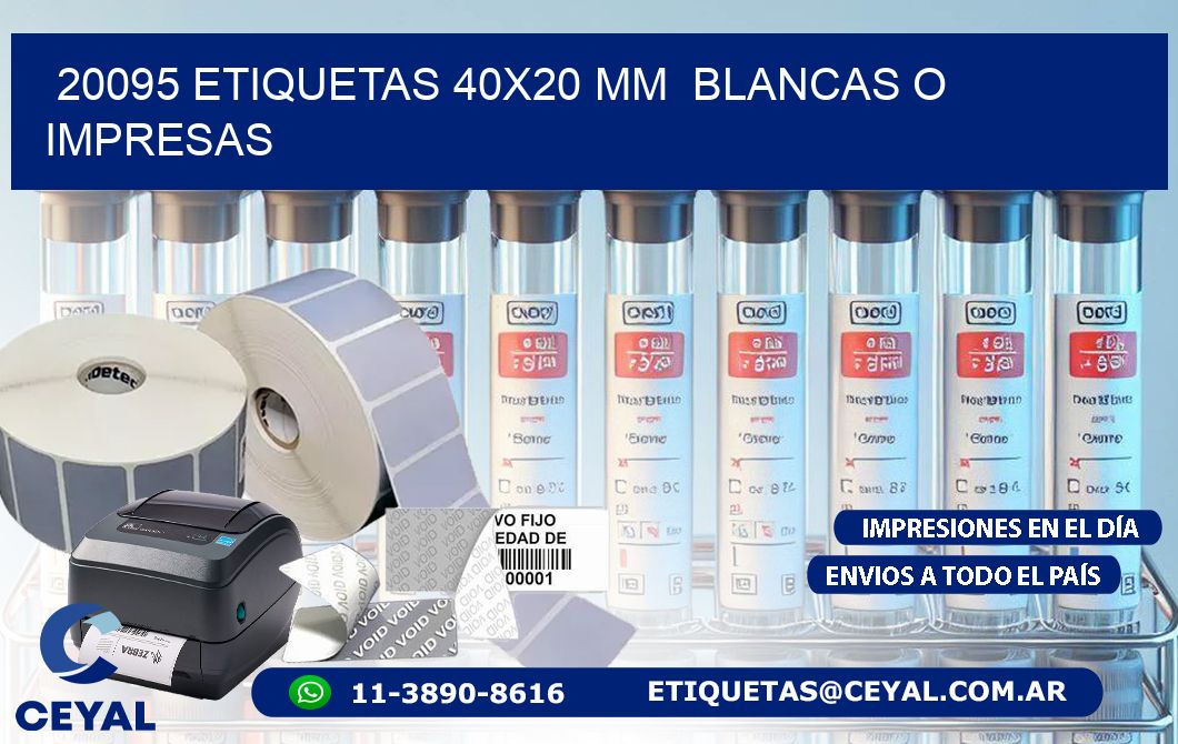 20095 ETIQUETAS 40x20 mm  BLANCAS O IMPRESAS