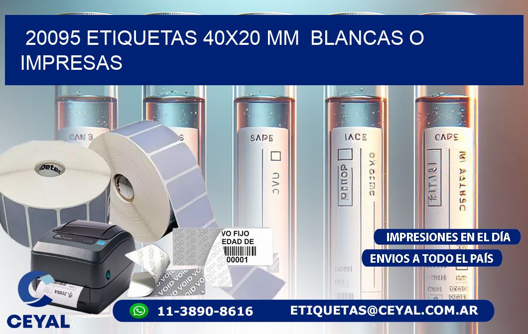 20095 ETIQUETAS 40x20 mm  BLANCAS O IMPRESAS
