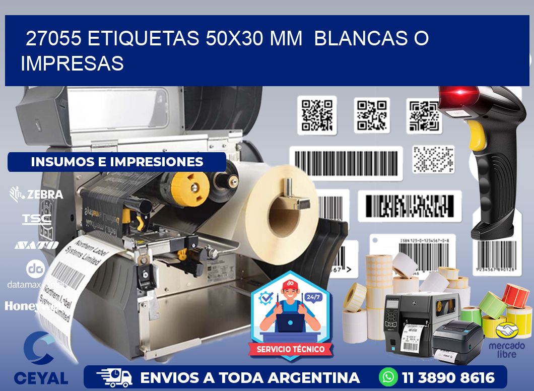 27055 ETIQUETAS 50x30 mm  BLANCAS O IMPRESAS