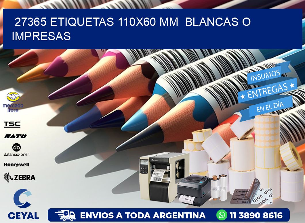 27365 ETIQUETAS 110x60 mm  BLANCAS O IMPRESAS