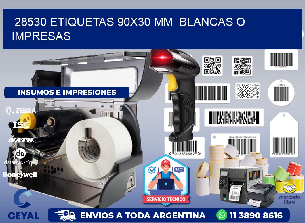 28530 ETIQUETAS 90x30 mm  BLANCAS O IMPRESAS