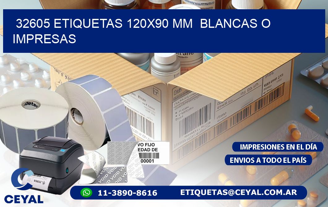 32605 ETIQUETAS 120x90 mm  BLANCAS O IMPRESAS