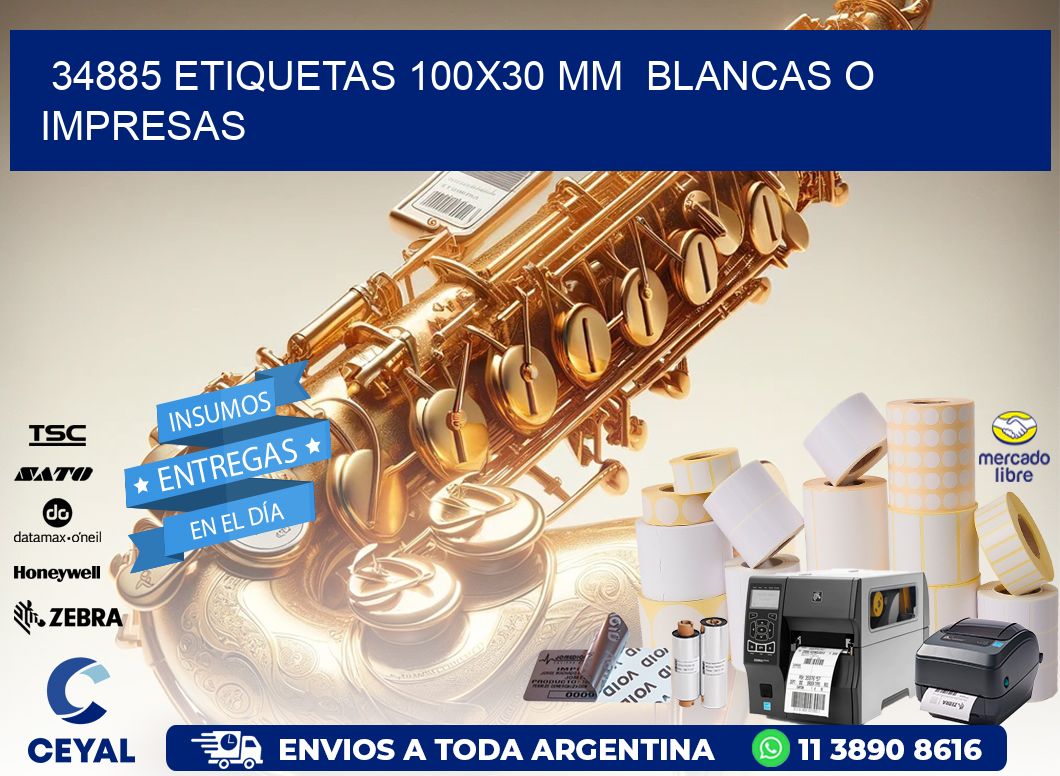 34885 ETIQUETAS 100x30 mm  BLANCAS O IMPRESAS