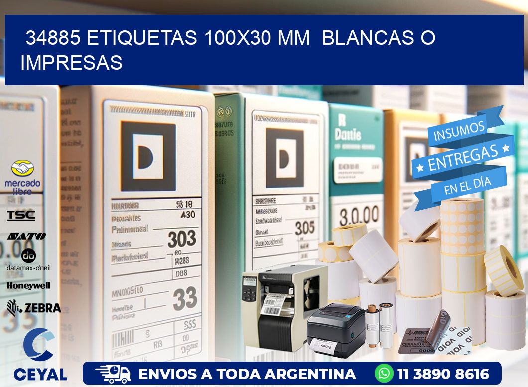 34885 ETIQUETAS 100×30 mm  BLANCAS O IMPRESAS
