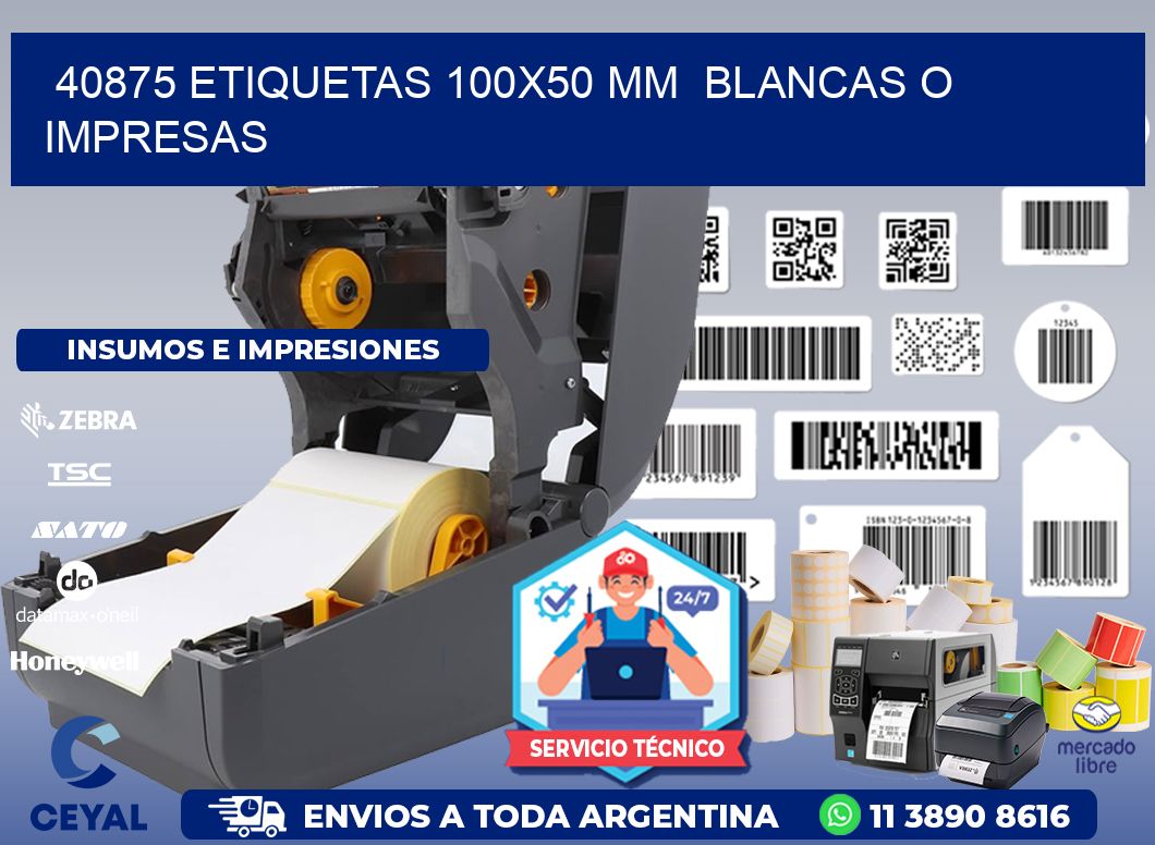 40875 ETIQUETAS 100x50 mm  BLANCAS O IMPRESAS