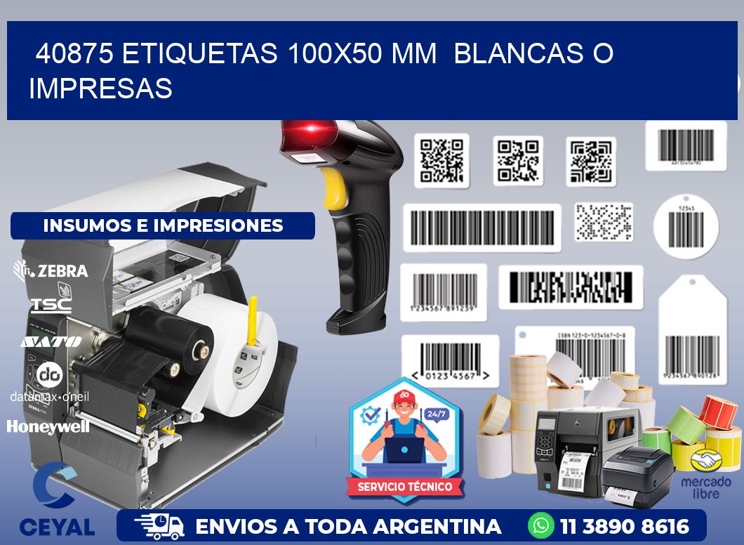 40875 ETIQUETAS 100x50 mm  BLANCAS O IMPRESAS