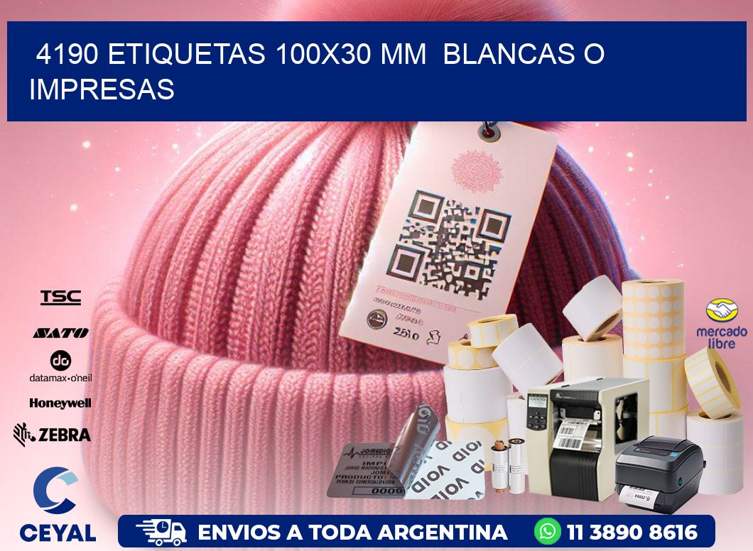 4190 ETIQUETAS 100x30 mm  BLANCAS O IMPRESAS