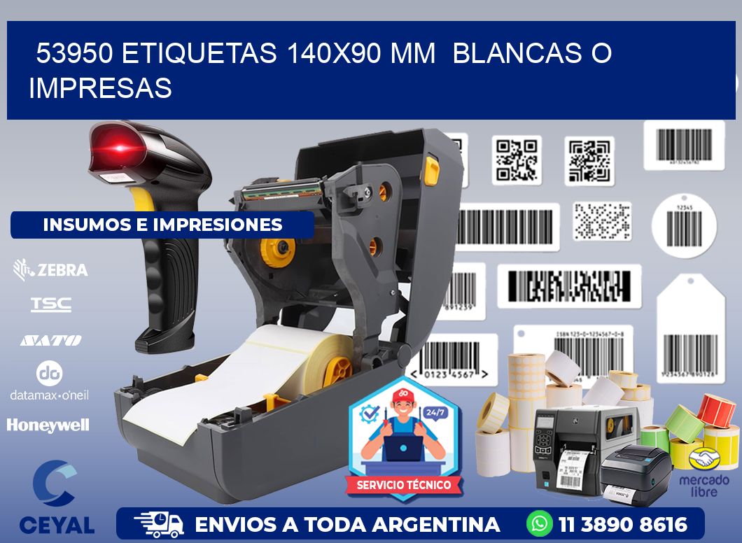 53950 ETIQUETAS 140x90 mm  BLANCAS O IMPRESAS
