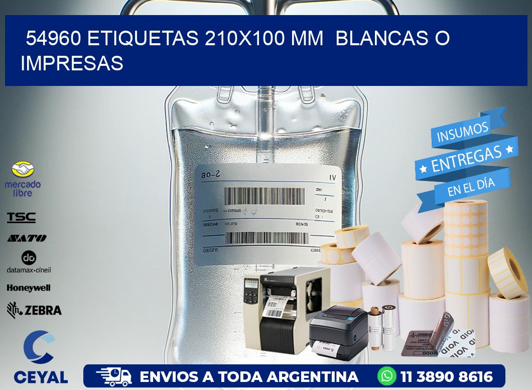54960 ETIQUETAS 210×100 mm  BLANCAS O IMPRESAS