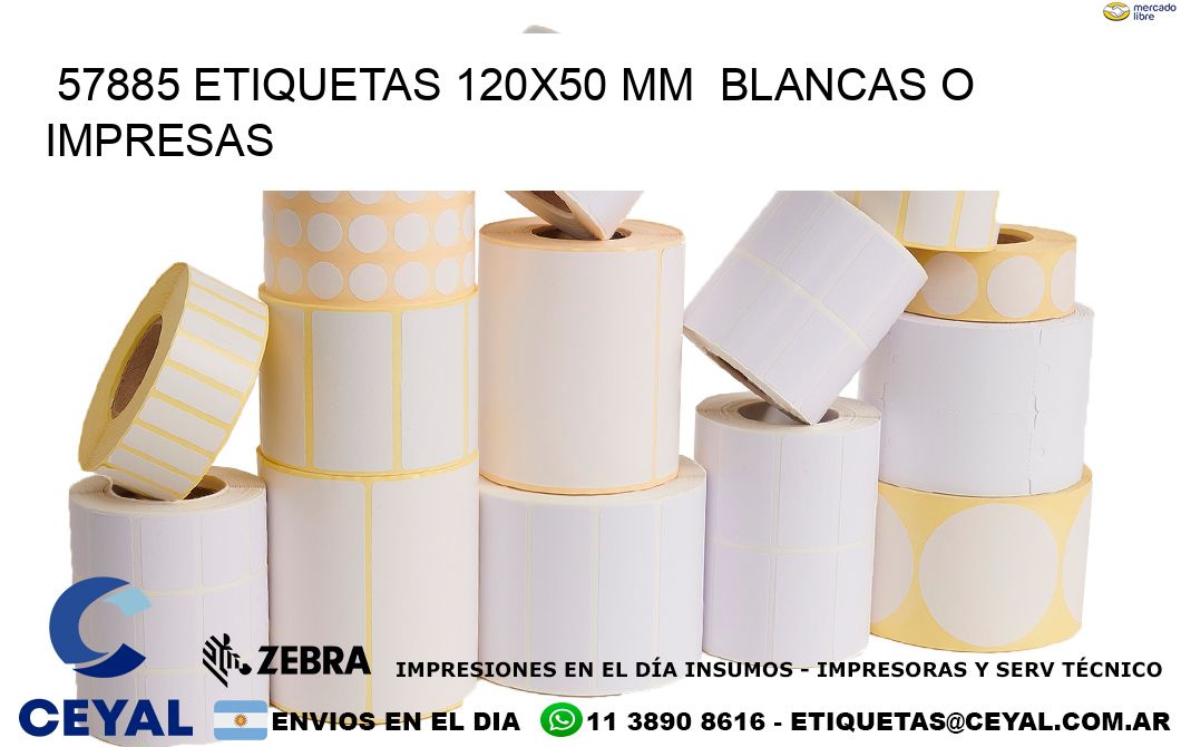 57885 ETIQUETAS 120x50 mm  BLANCAS O IMPRESAS