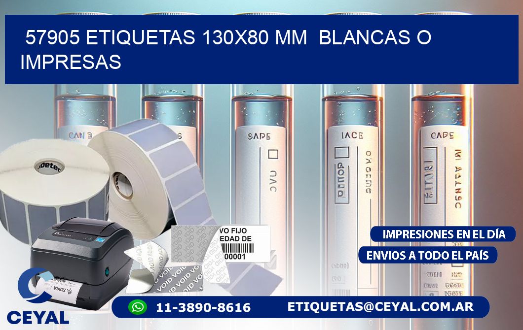 57905 ETIQUETAS 130x80 mm  BLANCAS O IMPRESAS