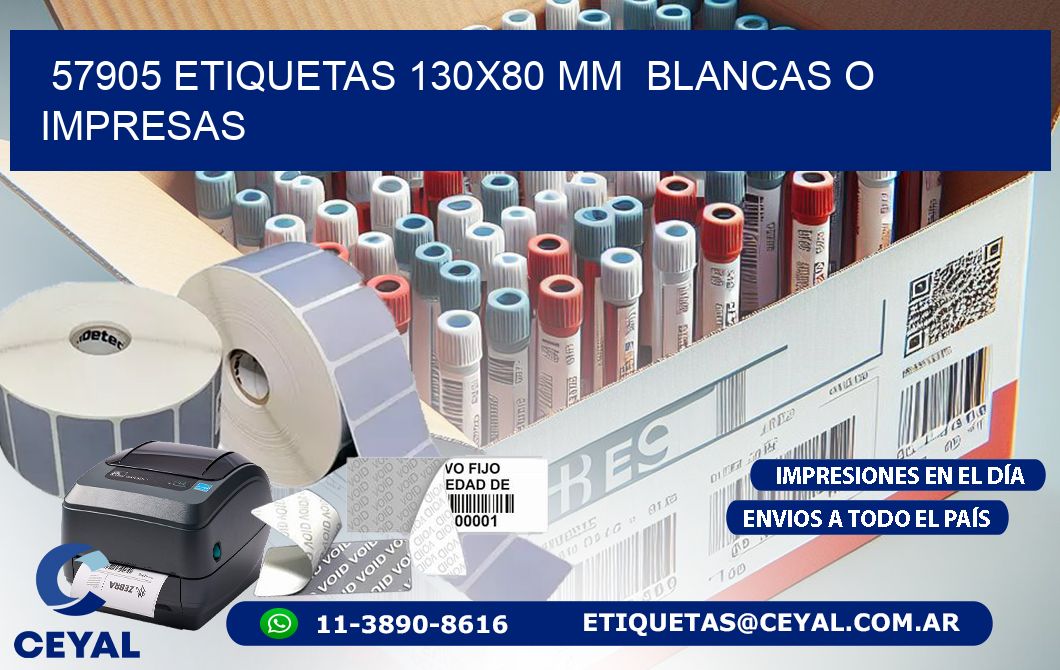 57905 ETIQUETAS 130x80 mm  BLANCAS O IMPRESAS