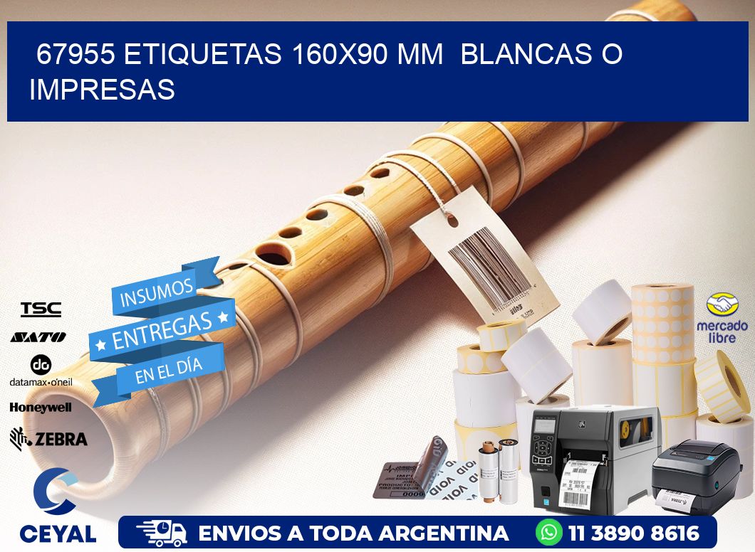 67955 ETIQUETAS 160x90 mm  BLANCAS O IMPRESAS