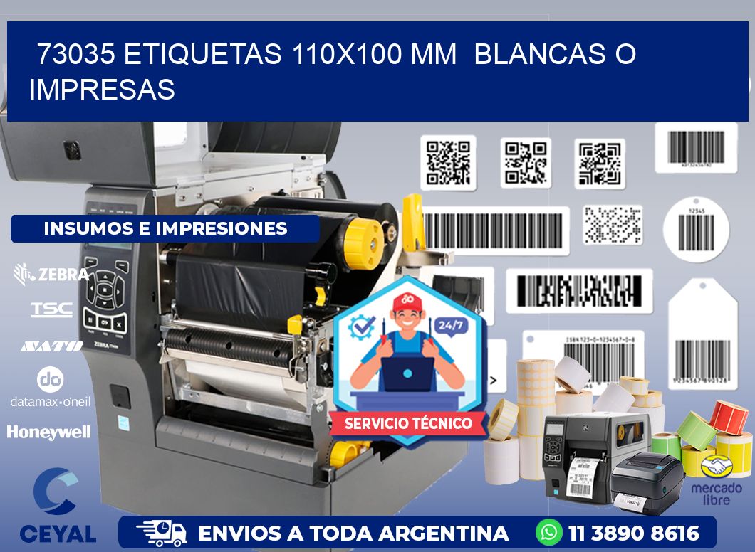 73035 ETIQUETAS 110x100 mm  BLANCAS O IMPRESAS