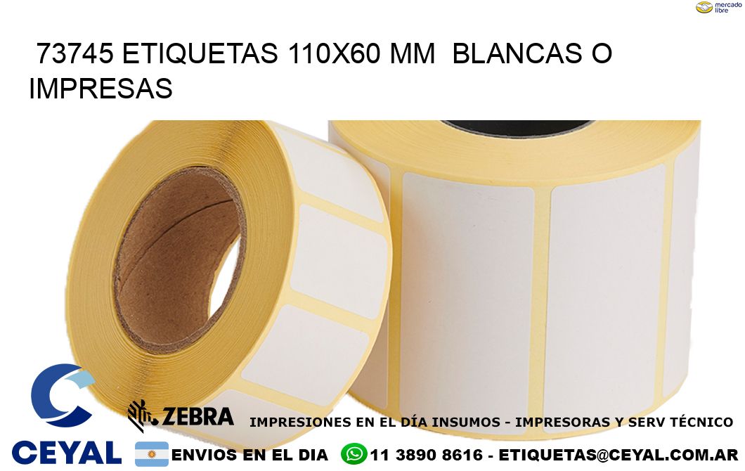 73745 ETIQUETAS 110x60 mm  BLANCAS O IMPRESAS