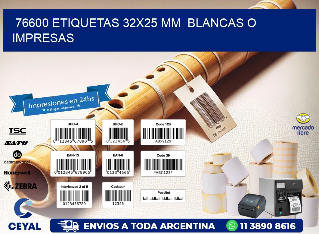 76600 ETIQUETAS 32x25 mm  BLANCAS O IMPRESAS