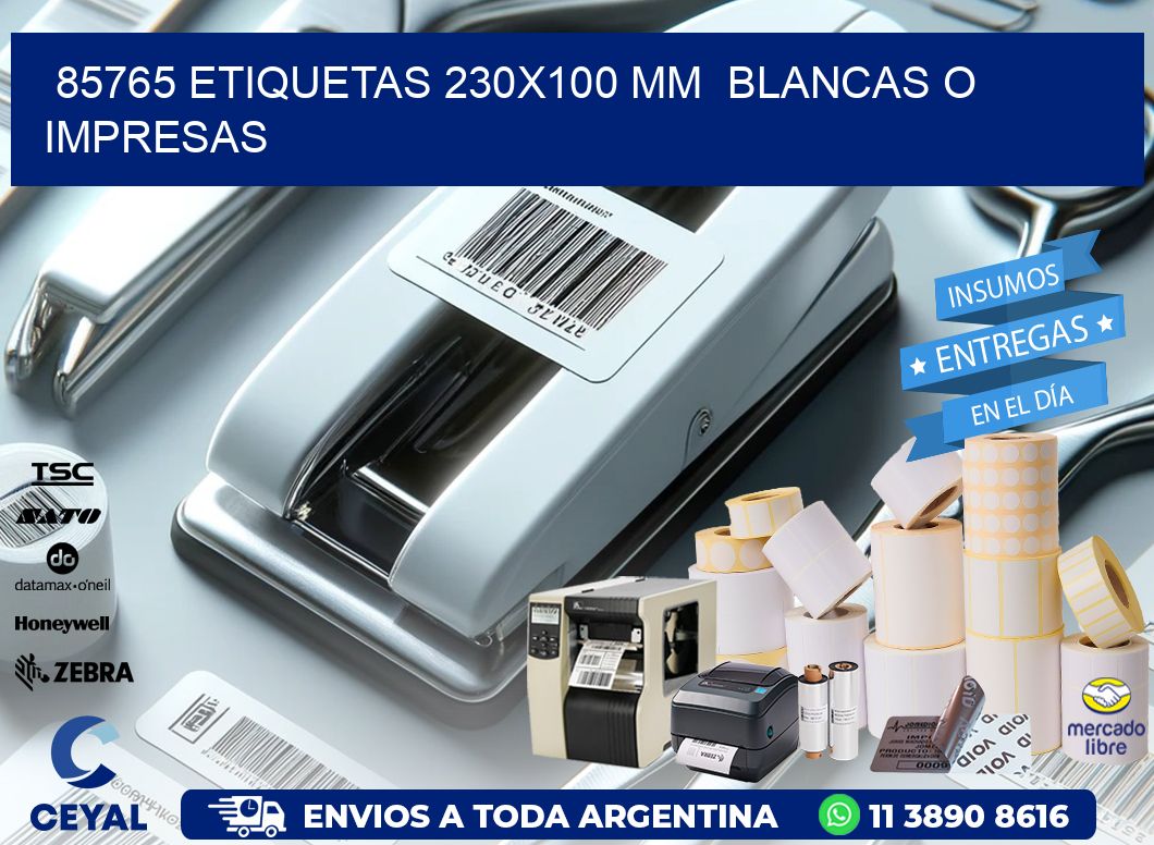 85765 ETIQUETAS 230x100 mm  BLANCAS O IMPRESAS