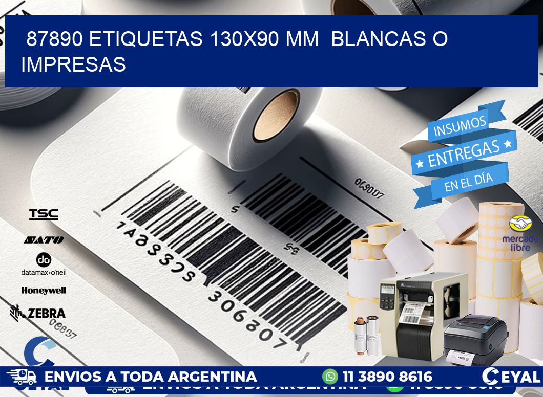 87890 ETIQUETAS 130x90 mm  BLANCAS O IMPRESAS