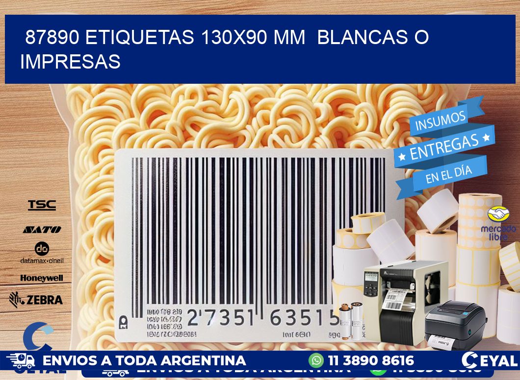 87890 ETIQUETAS 130x90 mm  BLANCAS O IMPRESAS