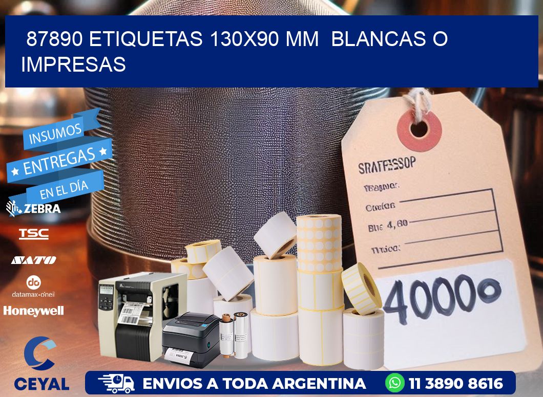 87890 ETIQUETAS 130x90 mm  BLANCAS O IMPRESAS