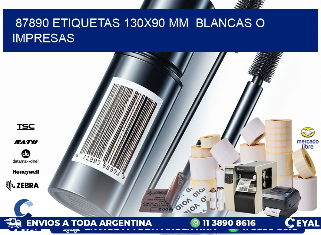 87890 ETIQUETAS 130×90 mm  BLANCAS O IMPRESAS