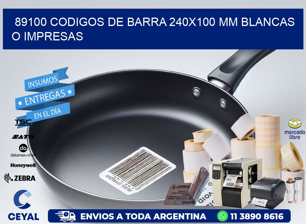 89100 CODIGOS DE BARRA 240x100 mm BLANCAS O IMPRESAS