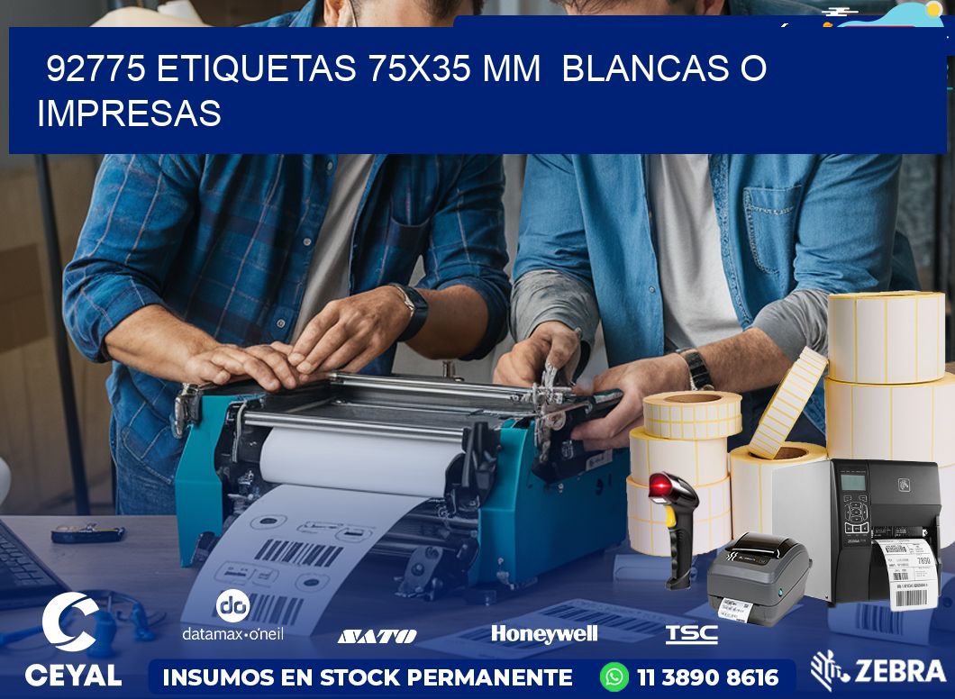 92775 ETIQUETAS 75×35 mm  BLANCAS O IMPRESAS