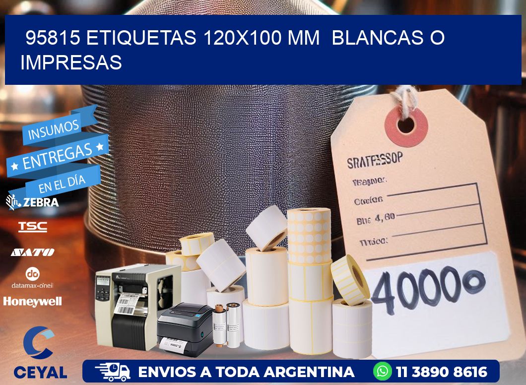 95815 ETIQUETAS 120x100 mm  BLANCAS O IMPRESAS