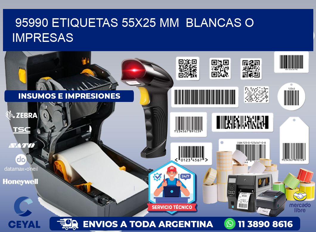 95990 ETIQUETAS 55x25 mm  BLANCAS O IMPRESAS